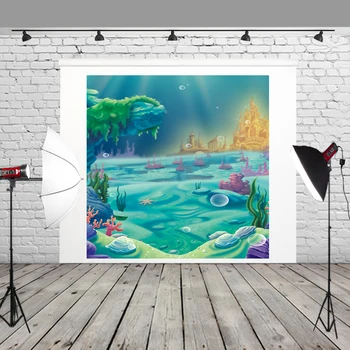 

HUAYI Underwater Background Ocean Nautical Birthday Party Backdrop The Little Mermaid Baby Show Kid Photo Booth Props W-815