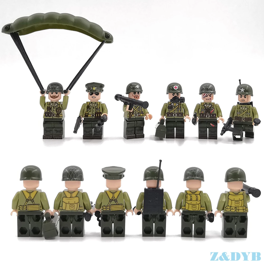 WW2 Pacific War USA Army Forces British Militar Gun Soldier Legoed Building Toy,