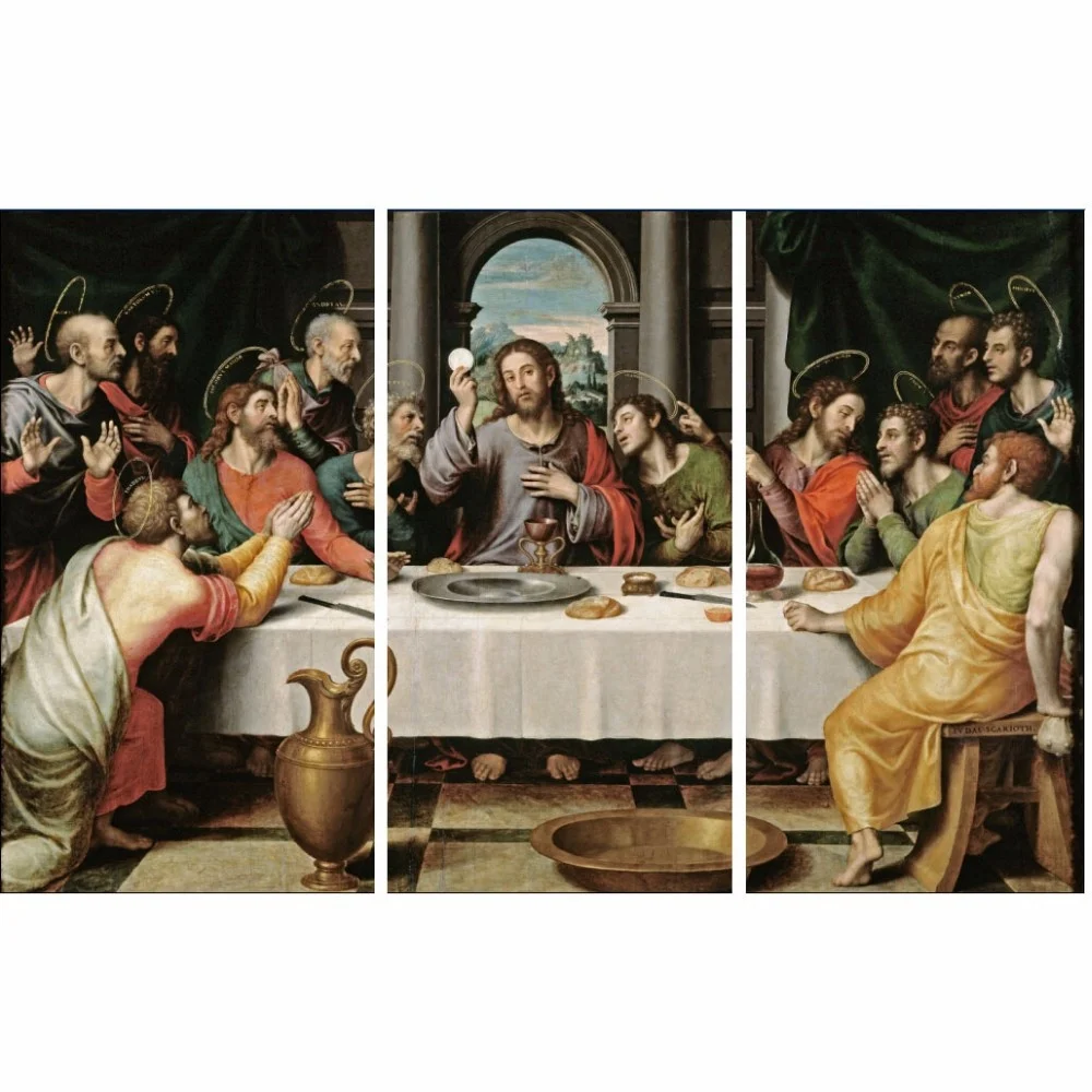 

Frameless 3Pcs x The Last Dinner Picture Painting Abstract Canvas Oil Painting For Home Dining room Decor