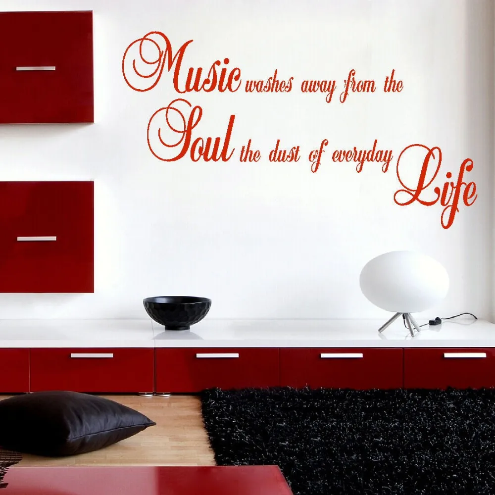 LARGE QUOTE MUSIC WASHES AWAY FROM SOUL DUST LIFE WALL STICKER MATT VINYL