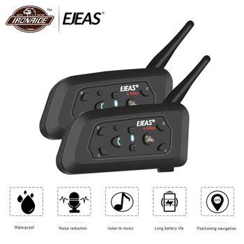 

EJEAS Motorcycle Intercom Bluetooth Moto Helmet Headset Communicator Waterproof 1200m Interphone For 6 Riders Casco Moto 2pcs