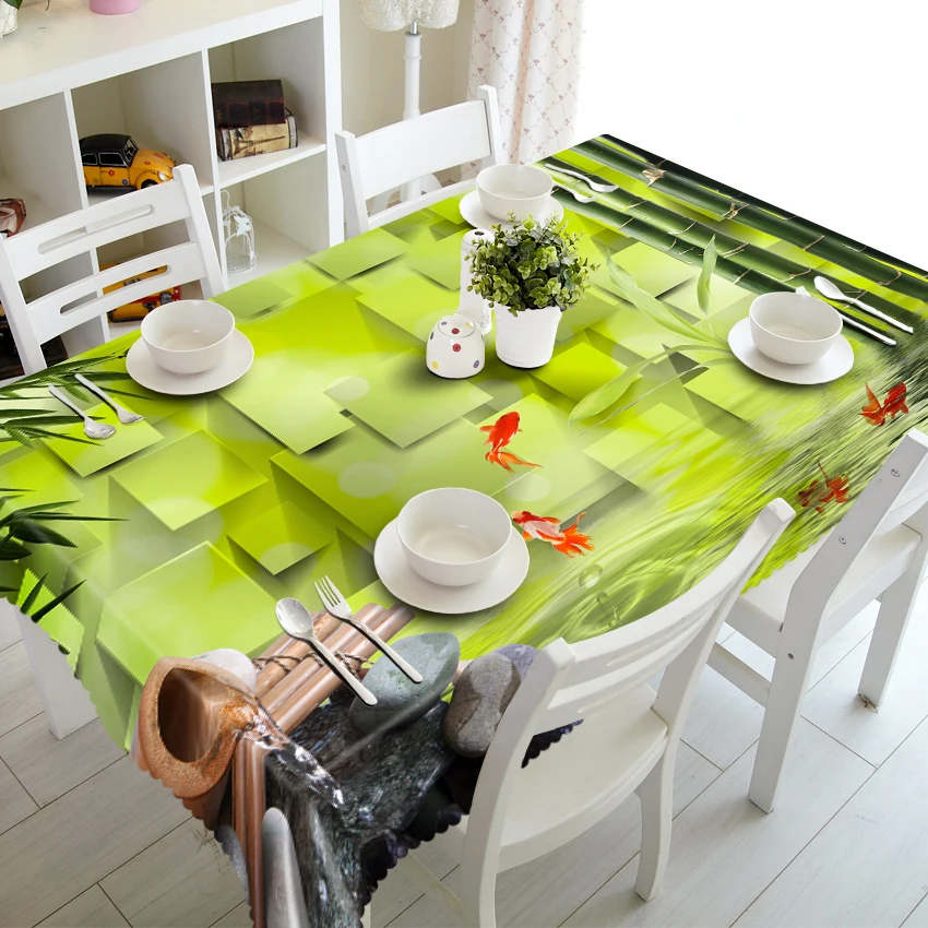 

3d Bamboo Tablecloth Chinese Style Stereo Landscape Washable Dustproof Thicken Cotton Cloth Rectangular and Round Table Cloth