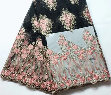 

wholesale!5yards african lace fabric with stones lace fabric ,nigerian lace fabric 2019 high quality lace fabric SLM036 peach