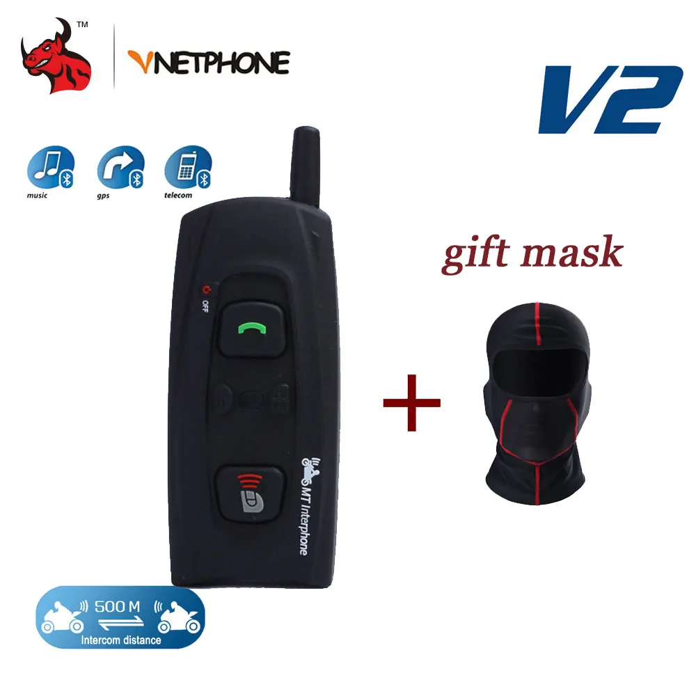 

VNETPHONE 1200M for 2 Riders Bluetooth Intercom Full Duplex Wireless Motorcycle Helmet Interphone Headset BT Intercom Headset