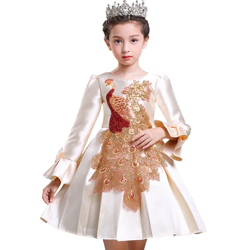 

New Year Dress for Girl Flower Girls Party Dress Embroidered Formal Bridesmaid Wedding Girl Christmas Princess Ball Gown Kids