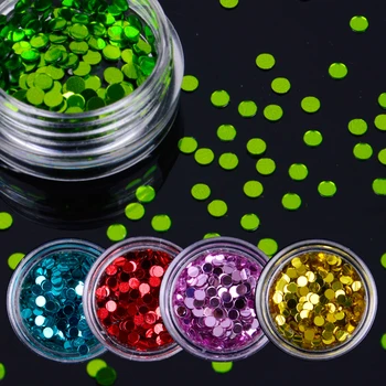 Skup 1 Box 2mm Jednokolorowe Paznokci Błyszczące Cekiny Błyszczące Paznokci Paillettes Hologram Nail Art Glitter 12 Kolorów Do Wyboru