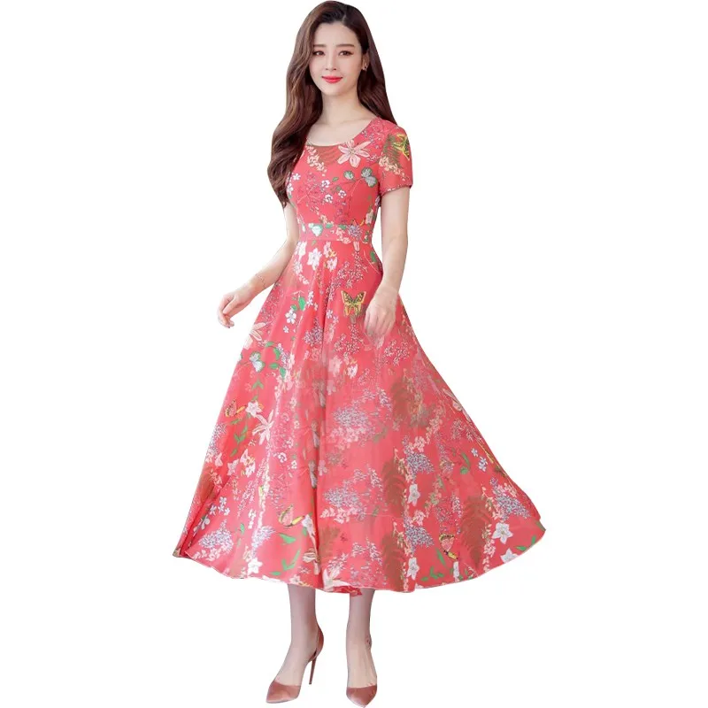 

2019 Long Summer Floral Maxi Dress Women Flower Print Casual Split Beach Dress Ladies Elegant Cotton Vintage Boho Party Dresses