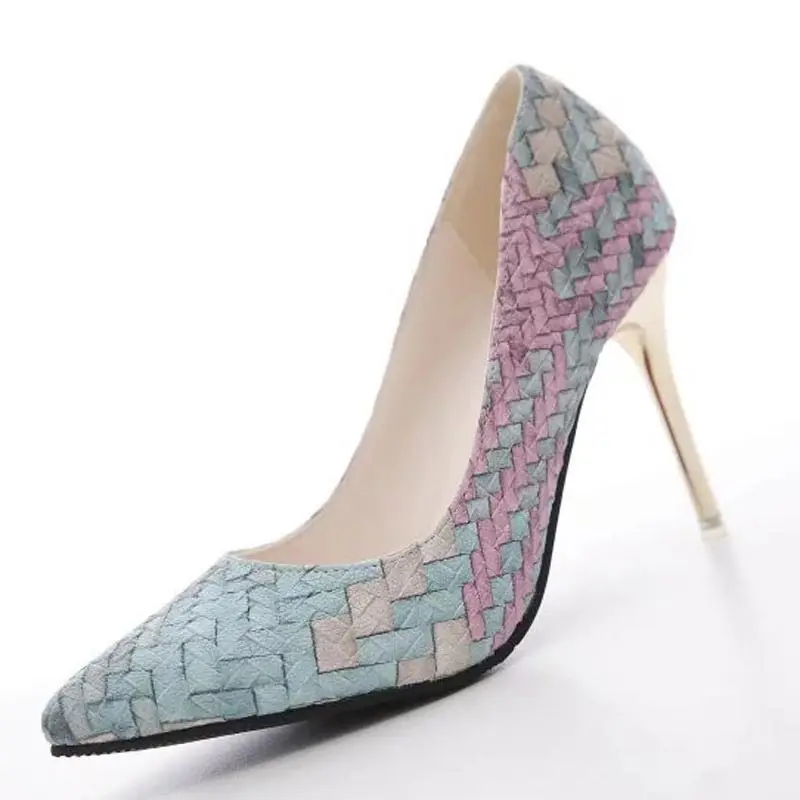 

Women's high heel shallow mouth women's shoes pointed stiletto heels fashion irregular pattern summer sexy party shoes