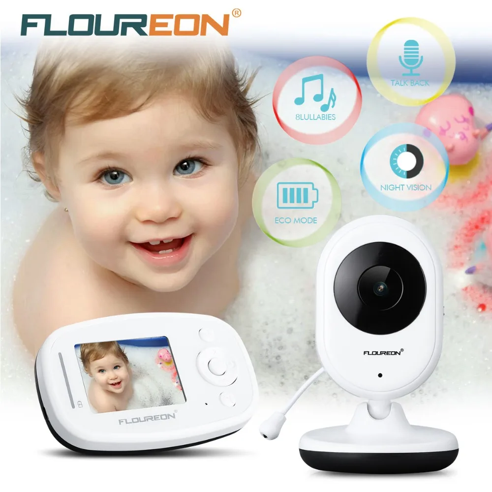 

Floureon Night Vision Infant Wireless Monitor Baby Digital Video Camera Audio Music LCD Display Temperature Nanny Monitor