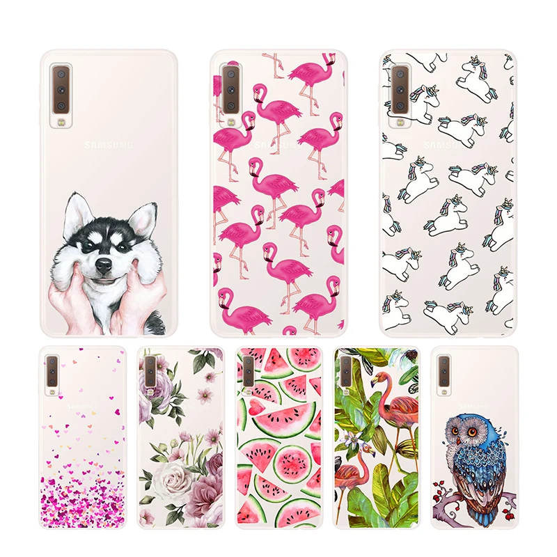 

CROWNPRO FOR Funda Samsung Galaxy A7 2018 Case Silicone Printing Back Case Cover FOR Samsung A7 2018 A750 A750F 6.0 inch Coque