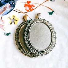ZEROUP 5 шт./лот 30x40 мм Ожерелье Подвеска Установка античная бронза серебро стекло заготовки под Кабошон База поставки для ювелирных изделий T131