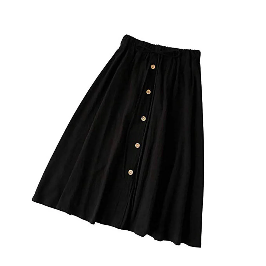 

NEW Skirts Womens Solid Single-breasted Lace High Waist Plain Skater Flared Skirt Party beach Casual Pleated Summer Skirt