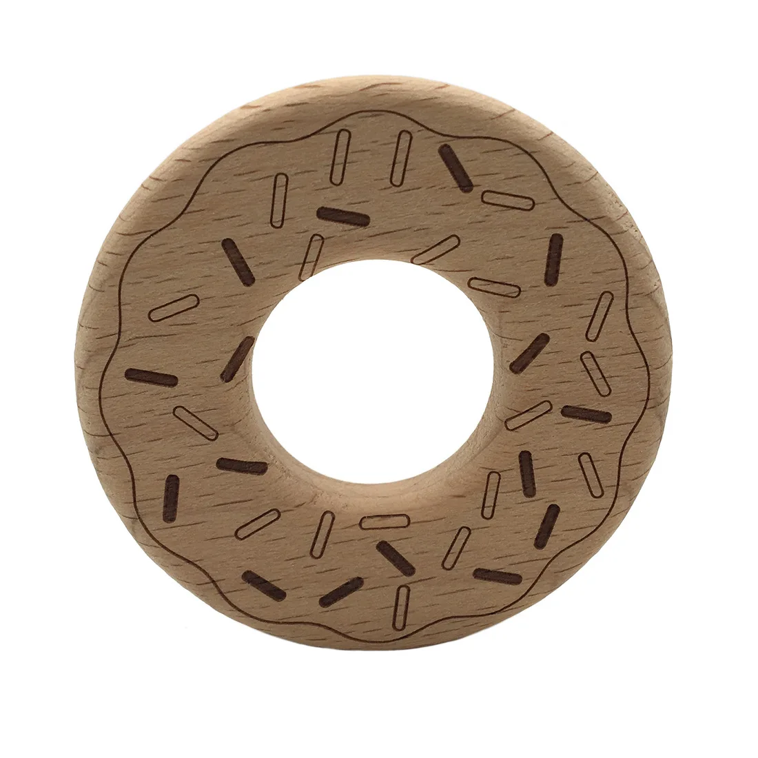 

Baby Teether Natural Wooden Shape Donuts Teether Toy 1PC Unfinished Animal Beads Baby Safe Sensory Grasping Toy