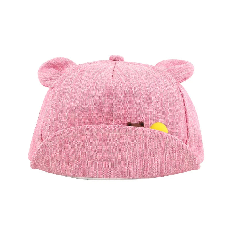 Casual Cotton Baby Cap For Girls Thin Spring Summer Baby Sun Cap Cartoon Bear Ears Newborn Boys Hat Fashion Baby Girls Clothing (3)