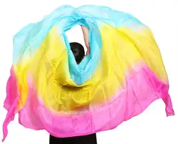 Новый дизайн 100% натуральный шелк танец живота вуаль дешевые танцевальные вуали, Тари перут kostum оптовая продажа 250 270*114 Роза + желтый