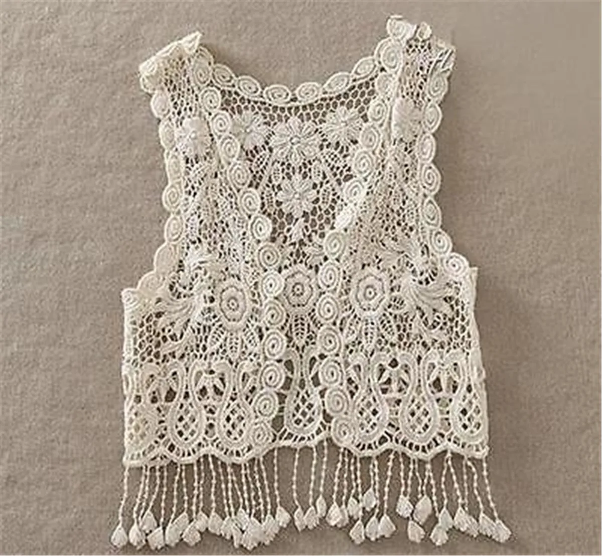 Toddler Kids Baby Girls Crochet Lace Hollow Cardigan Tops Vest Tassel