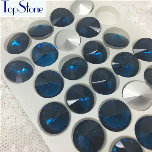 TopStone все цвета 6,8, 10,12, 14,16, 18 мм RIVOLI Хрустальные заостренные с обратной стороны Стразы Круглый стеклянный кристалл необычный камень - Цвет: blue zircon