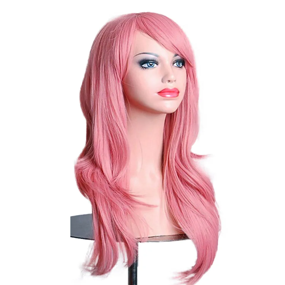 AOSIWIG 26'' Long Wavy Synthetic Cosplay Wigs For Black Women Red Hair