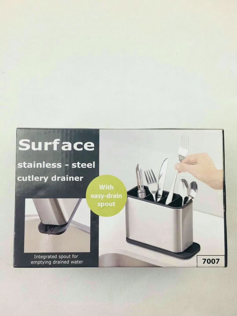 

Surface Stainless-Steel Cutlery Drainer With Easy-drain Spout Kitchen Storage