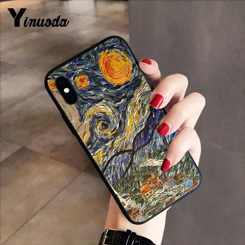 Yinuoda فان غوغ مليء بالنجوم ليلة اللوحة لينة سيليكون TPU الهاتف غطاء ل فون 8 7 6 6 S 6 زائد X XS ماكس 5 5 S SE XR Fundas كابا