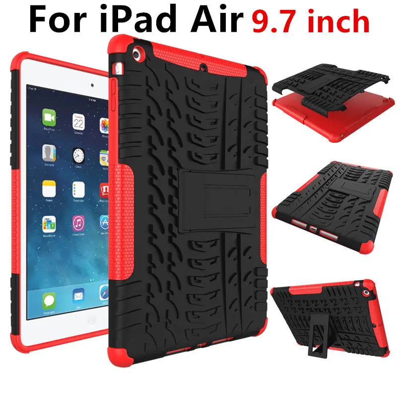 

Case For Apple iPad Air TPU Case 9.7 inch Air1 5 Armor Shockproof Heavy Duty Silicon +PC Stand Smart Cover Protective shell Skin