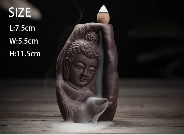 Творческий керамика для благовоний горелки курить кадильница с обратным потоком воздуха аромаспираль курильница с Буддой с поставками+ 10 Ладан конусов