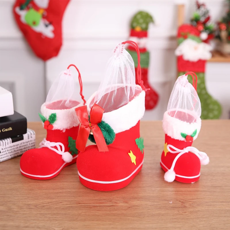 

Christmas Tree Decorations Home Big Flocking Boots Creative Small Gift Socks Gift Candy Box Decoration Supplies For Party