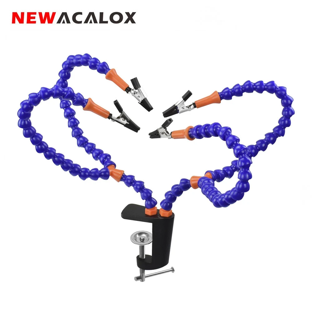 NEWACALOX Multi Soldering Helping Hand Third Hand Tool with 4PCS Flexible Arms Soldeirng Station Holder For PCB Welding Repair