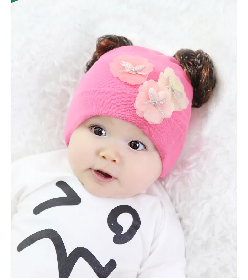 2018 New Autumn And Winter Gods Bear Baby Wig Hat Female Curly Hat Baby Cap Princess Hat Comfortable Hat ACI95 (8)