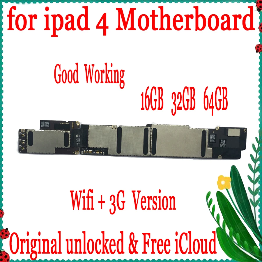 Фабрика разблокирована для ipad 4 Wifi+ 3g версия материнская плата, Wifi+ 3g версия для ipad 4 материнская плата с слотом для sim-карты