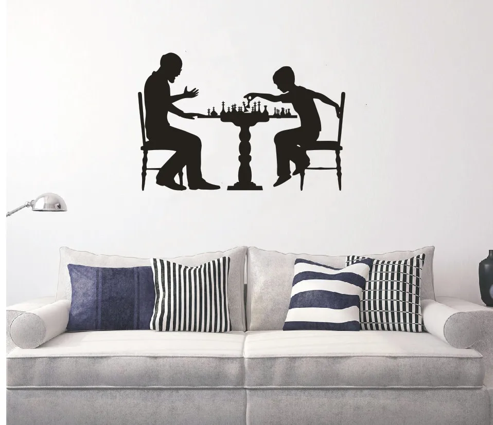

Free Shipping Chessman Playing Chess Game Art Design Wall Sticker Waterproof Popular Decals Home Bedroom Decor Wallpaper D-262