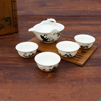 

[ 1 Cover cup+4 Cups] 2018 Newest 5Pcs KungFu Panda teapot cup Ceramic tea set Coffee Drinkware teacup For Gift Box Safe Package