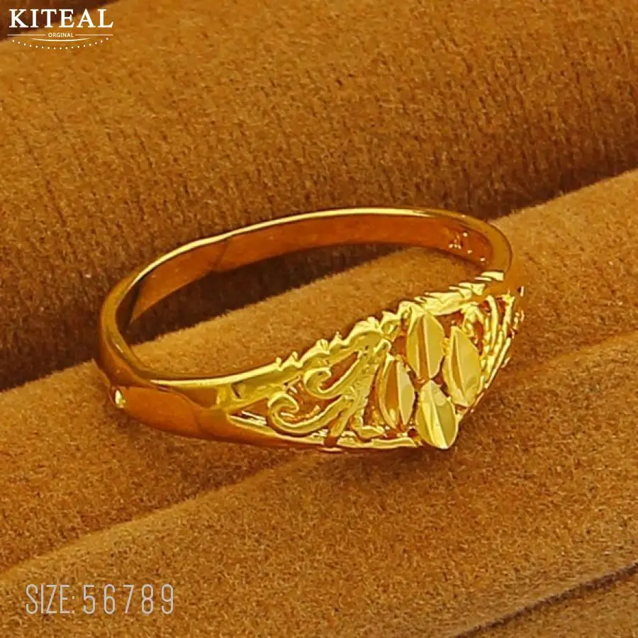 Новая Мода 24K GP Чистый золотой цвет Мужские и женские ювелирные изделия кольцо желтое Золотое кольцо на палец с отверстиями Размер 5 6 7 8 9 YHDR010