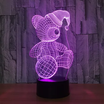 

Christmas bear 3d Nightlight Novelty Luminaria Led Usb Lamp Luminaria De Mesa Powerbank 77 color change Table Lamps