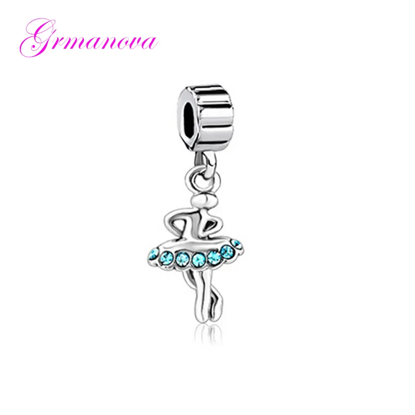 Cute Puppy Dog Silver CZ Dangle European Spacer Charm Bead For Bracelet Necklace