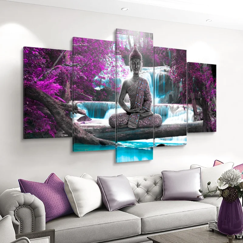 

Buddha Statue Posters and Prints Landscape Canvas Painting Modern Wall Art Modular Pictures for Living Room Wall Decor