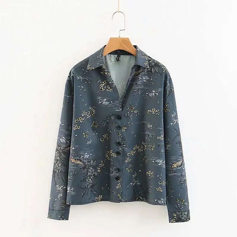 

fashion women XZ40-1801 European and American fashion style printed shirts