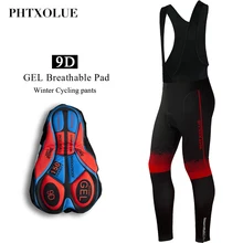 Phtxolue quente ciclismo bib calças calças de inverno térmica mountain bike calças bicicleta collants coolmax 9d almofada gel ciclismo calças(China)