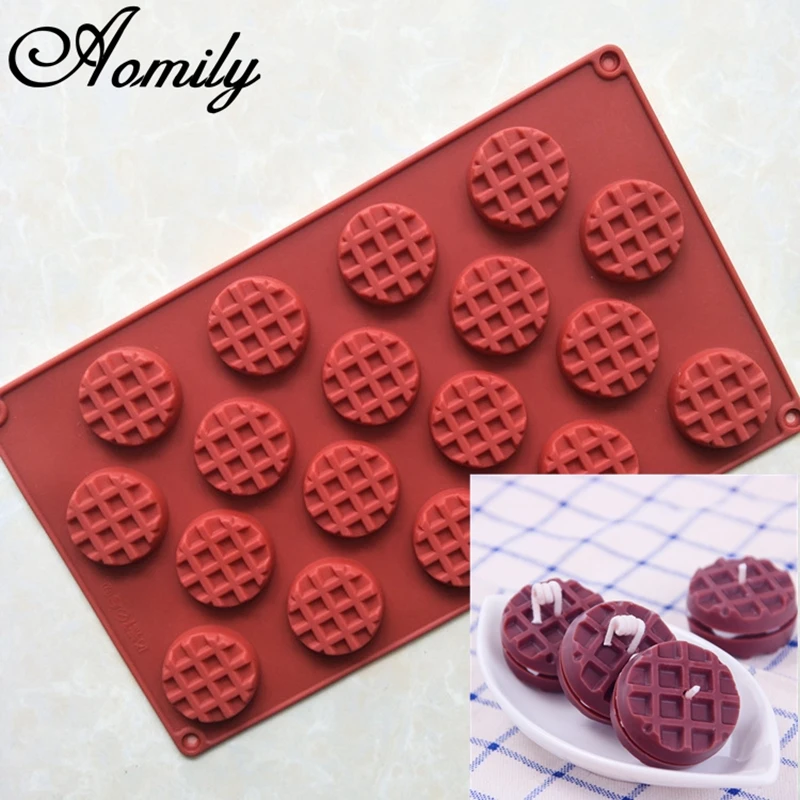 

Aomily DIY Waffle Shape Cookies Chocolate Cake Mould Handmade Candles Mold Baking Tray Bakeware Home Kitchen Accessories Gadgets
