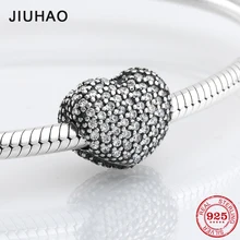 925 пробы серебряные модные зажимы в форме сердца несколько CZ бусин подходят к оригиналу Pandora браслет для изготовления ювелирных изделий