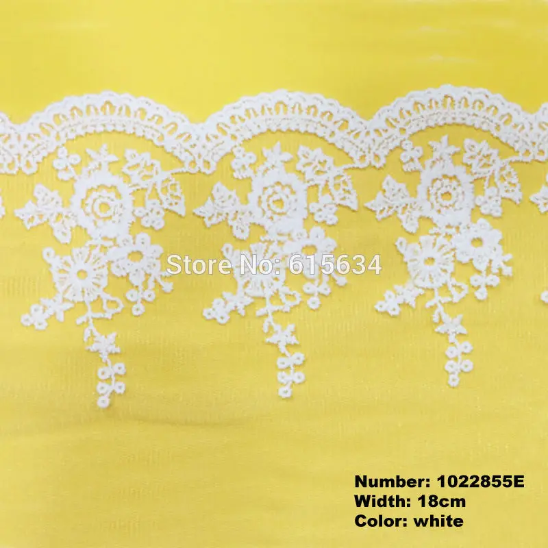 FREE SHIPPING 1022855E 5 Yards 18cm White Flower Wave Embroidery Lace Embroidered Water Soluble Cotton Cloth Trim Ribbon | Дом и сад