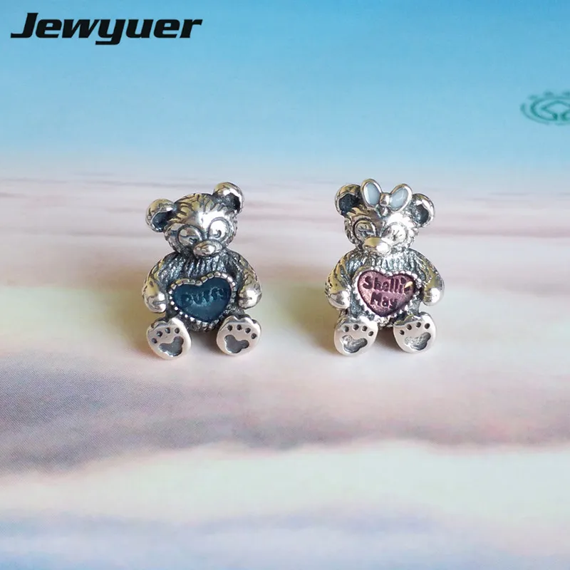 

Cartoon collection silver bears Charms with enamel 925 sterling silver fine jewelry beads Fit bracelets necklace DIY DSN093