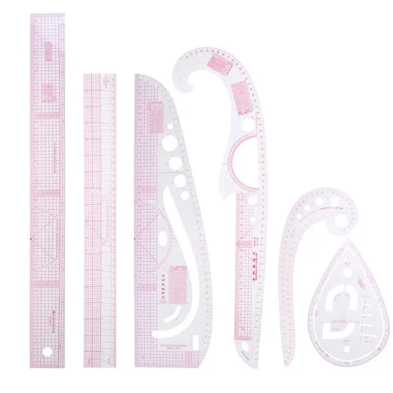 

6pcs/set DIY Multi-function Quilting Seam Sewing Patchwork Drawing Rulers Square Curve Tailor Ruler DIY Hand Quilting Tools