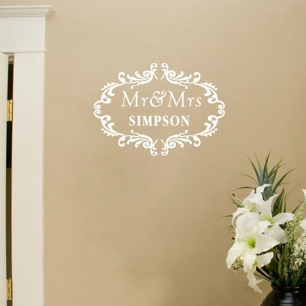 

Custom the Couple Last Name Personalized Mr and Mrs Creative Wall Stickers Vinyl Decals Art for Home Decoration