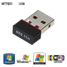 Adaptador sem fio 150 M Mt 7601 150 Mbps USB 2.0 Wi-fi Sem Fio receptor wi-fi de Rede Mini Cartão de Rede da linha de transmissão Adaptador LAN
