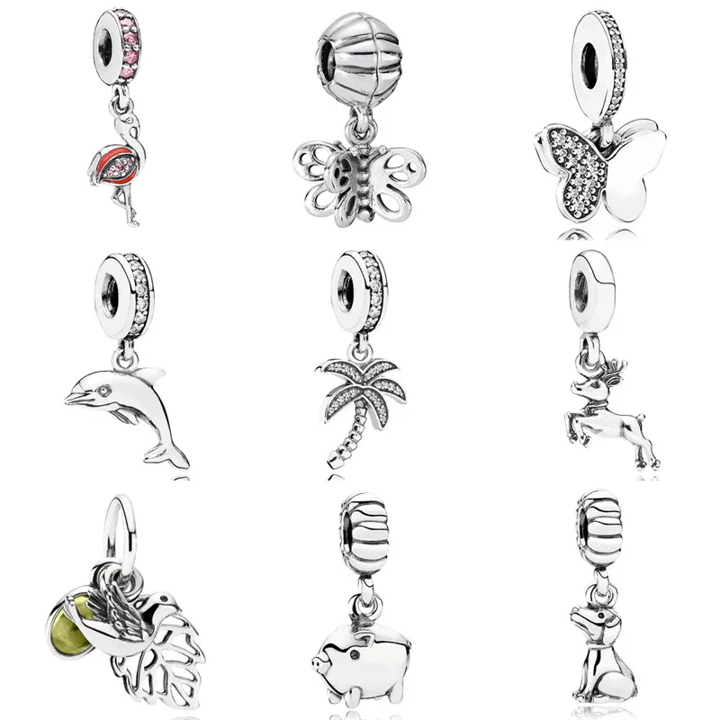 

Dolphin Best Friend Butterfly Reindeer Pink Flamingo Pendant Charm Fit Pandora Bracelet 925 Sterling Silver Bead Charm Jewelry