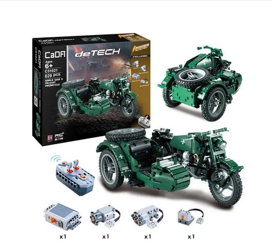 Military Series RC Motorcycle Compatible Legoingly Technic Remote Control Car Model Army Soldiers Vehicles Toys for Children