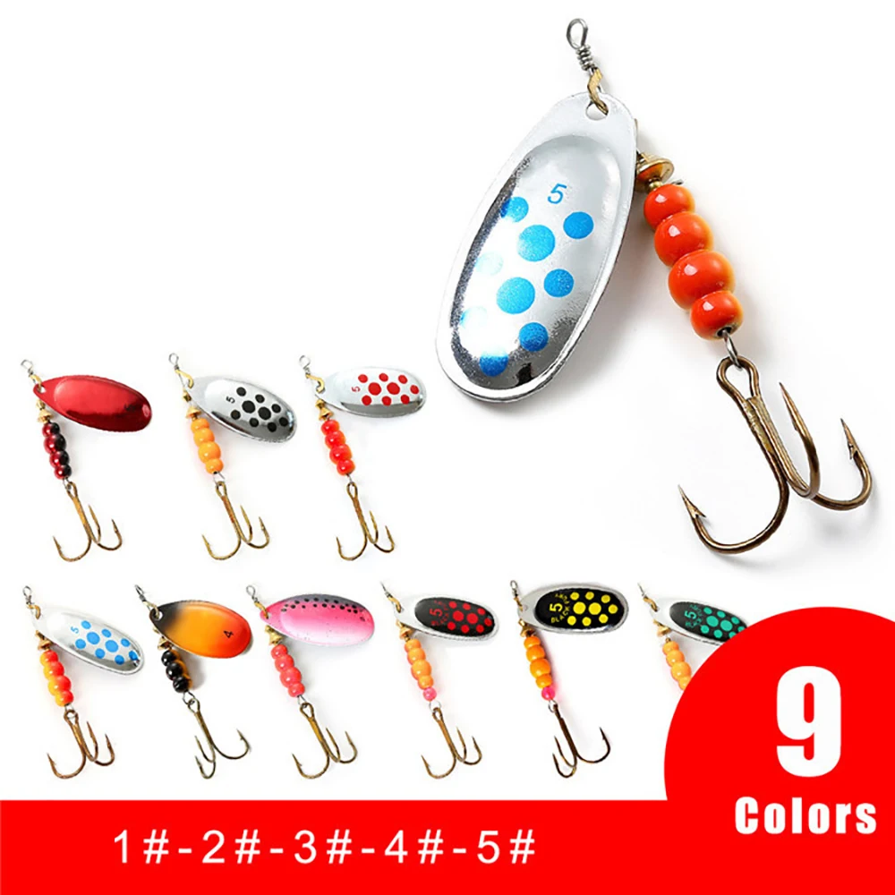 

1PC 9 Colors 0#-5# Spinner Bait Spoon With Treble Hooks 35647-BR Arttificial Bait Fishing Lure