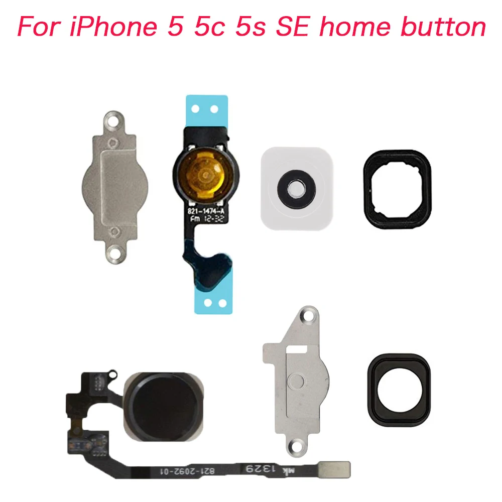 

HOUSTMUST For iPhone 5 5c 5s SE Home Button Flex Home Button Menu with Rubber Gasket + Metal bracket holder