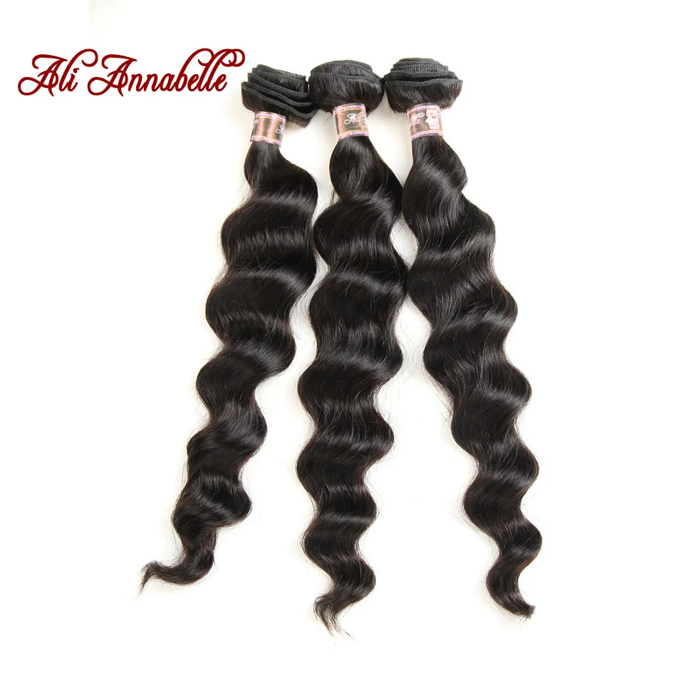 

Ali Annabelle Hair Loose Wave Malaysian Hair Weave 3 Bundles Natural Color 100% Human Hair Extensions 10"-28"Inch Remy Hair